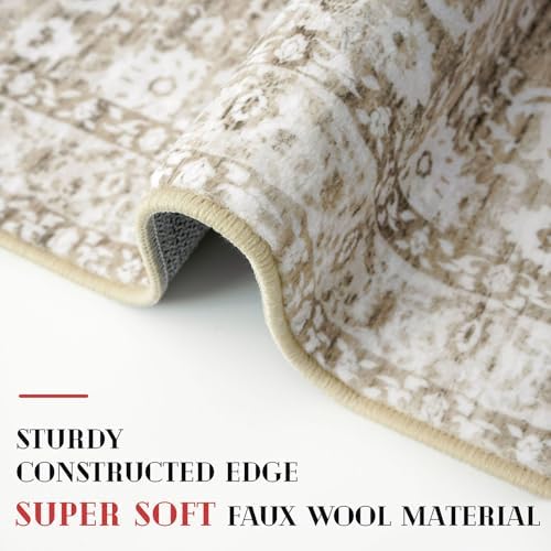 Lansny Hallway Runner Rug 2x8 Feet Beige White Floral