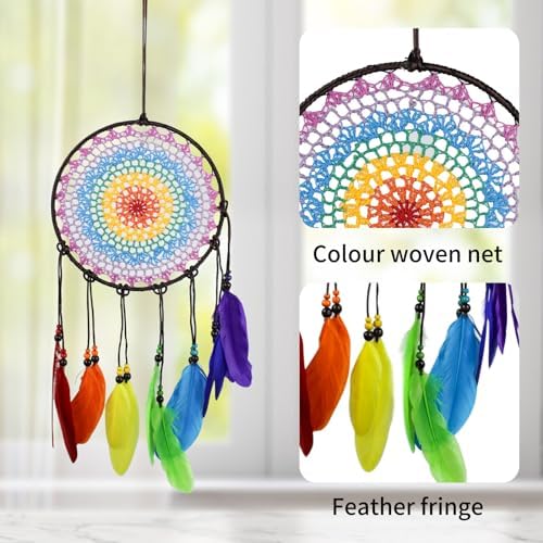 Rainbow Dream Catcher Wall Decor for Girls