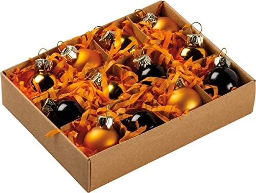 Primitives by Kathy Halloween Glass Ball Ornaments Set of 12 Mini Orange Black
