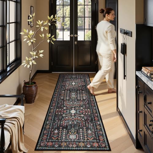 Moynesa Boho Black Rug Runners for Hallways