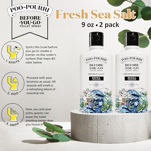 Poo-Pourri Fresh Sea Salt Toilet Spray Refill 9 Fl Oz 2 Pack