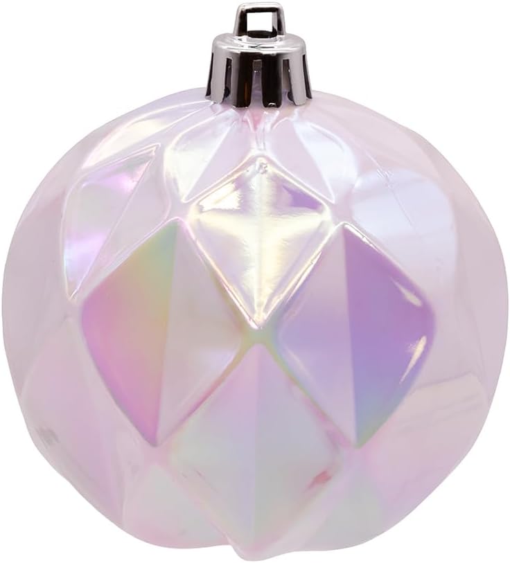 Kurt Adler 80MM 4pc Shatterproof Iridescent Concave Diamond Ball Ornaments 1