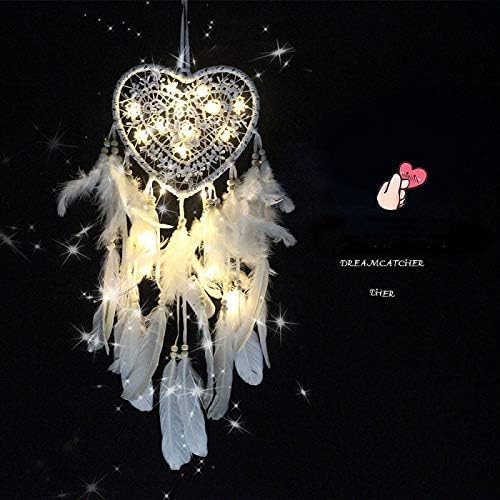Skreened Christmas Lights LED Dream Catcher with Feathers and Heart