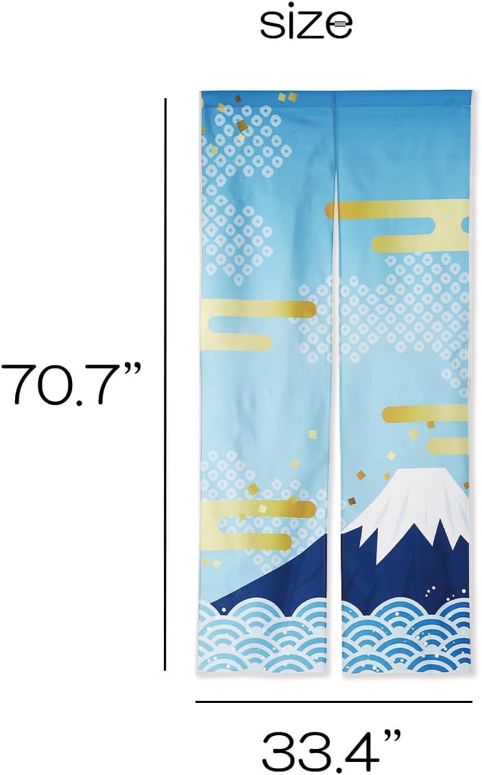 Noren Japanese Style Doorway Curtain with Mountain Fuji Print