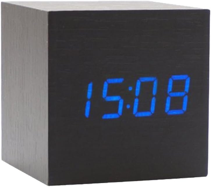 Onerbuy Wooden Digital Cube Alarm Clock with 3 Alarms and LCD Display