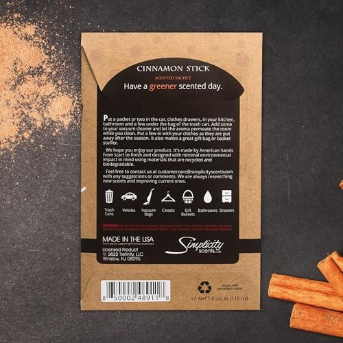 Simplicity Scents Cinnamon Stick Scented Sachets Pack of 6