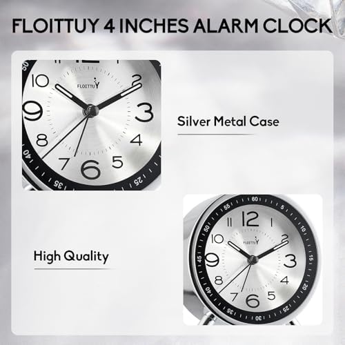 Super Silent Alarm Clock with Night Light and Retro Design