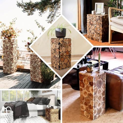 Efavormart Natural Wooden Slices Pedestal Stand 24 Inch