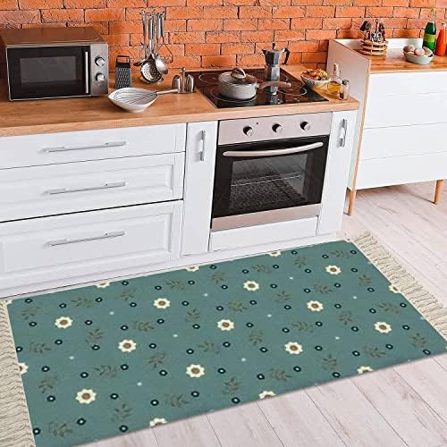 Boho Kids Bedroom Playroom Rug with Tassels and Flowers