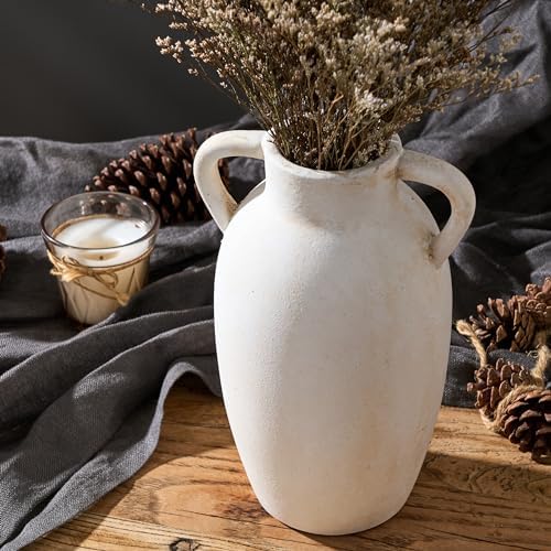PORCER 984 Inch Ceramic Vase with Handles Boho Decor