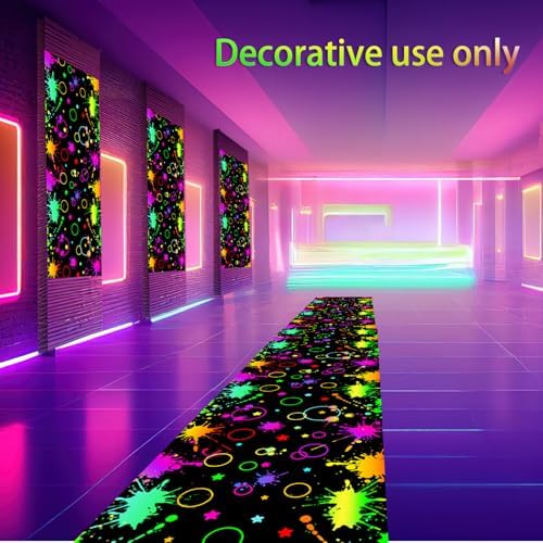 Haull Neon Glow in the Dark Floor Runner with UV Reactive Design