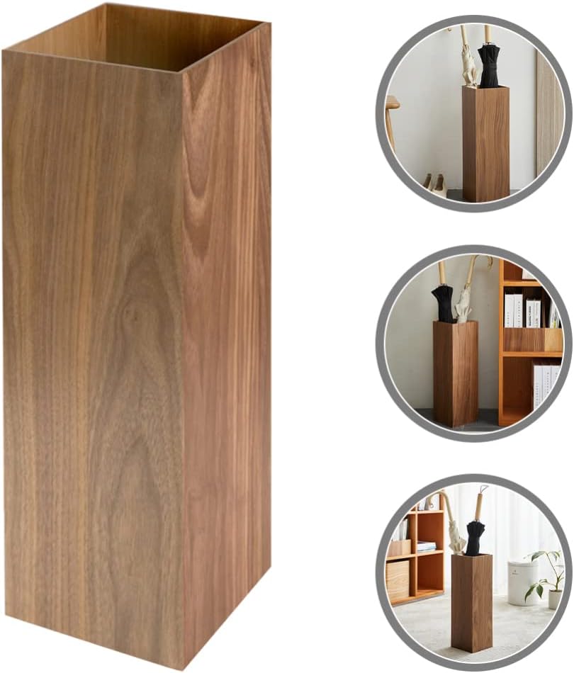 HOMSFOU Square Wooden Umbrella Stand for Home Entryway