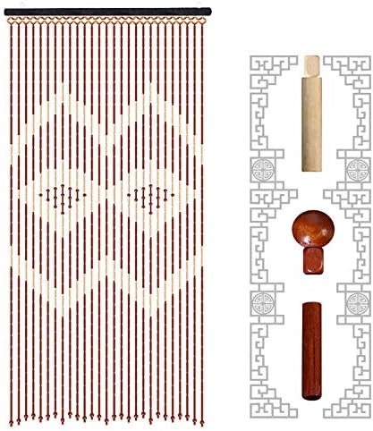 Wooden Bead Door Curtain with Jagged Pattern 27 Lines