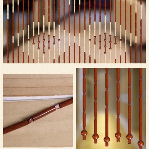 Wood Beaded Curtain with Bamboo Design 27 Strands