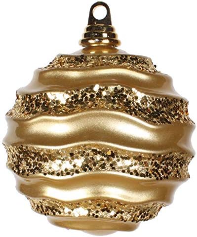 Vickerman 6 Inch Gold Stripe Candy Finish Ornament