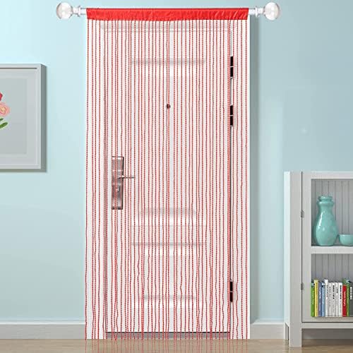 Red Spaghetti String Curtain Panel 100x220cm Doorway Privacy Decor