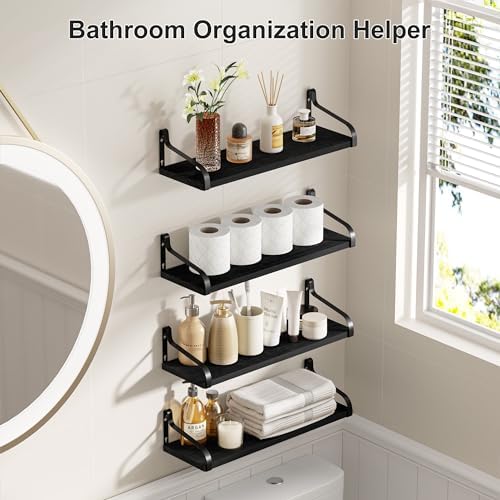 Love-KANKEI Black Floating Shelves Set of 4 for Wall