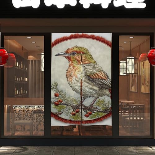 Japanese Style Noren Door Curtain with Bird Design