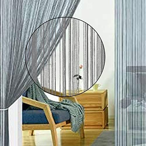 Spaghetti String Curtains Door Privacy Panel Grey