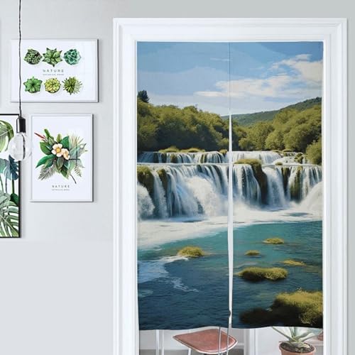 Krka River Waterfall Door Cover Curtain 57x17 Inches