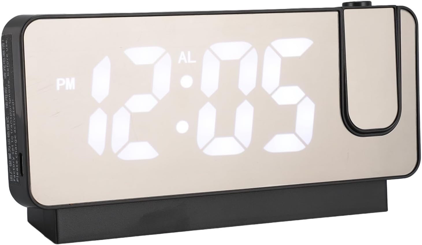 USB Rechargeable Projection Alarm Clock with LED Mirror and Snooze Function