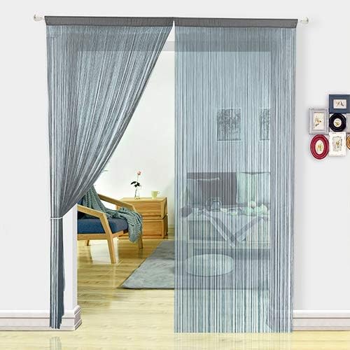 Spaghetti String Curtains Door Privacy Panel Grey