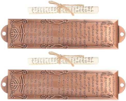 LOGOFUN 2PCS Bronze Mezuzah with Scroll Case