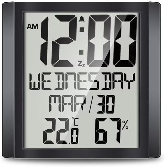 886 Inch Digital Wall Clock with Temperature and Humidity Display