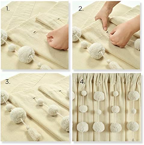 Lush Decor Boho Pom Pom Tassel Linen Curtain Panel