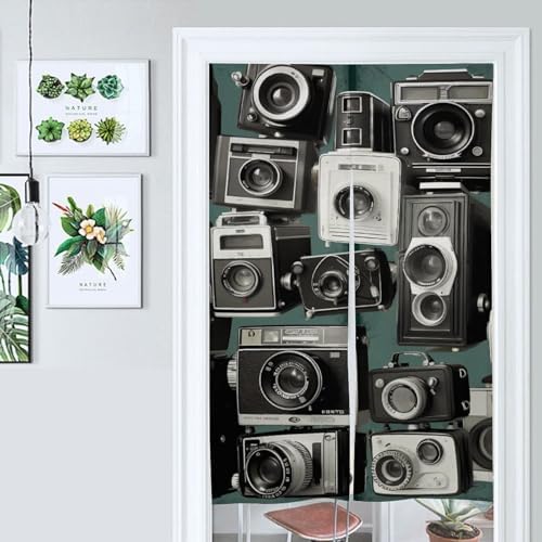 Retro Cool Camera Door Cover Curtain 57x17 Inches
