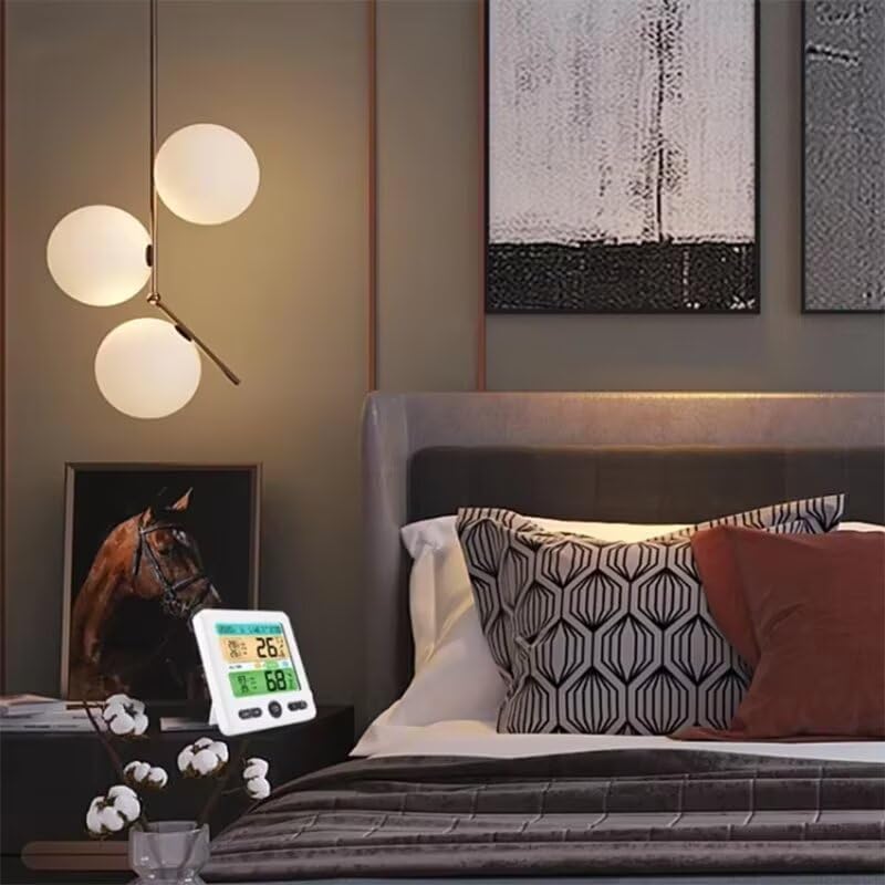 1PC White Digital Screen Weather Display Alarm Clock