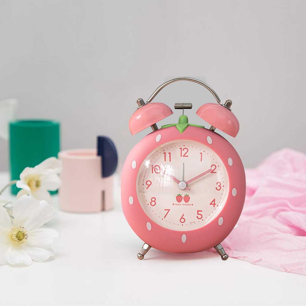 4 Inch Strawberry Alarm Clock for Heavy Sleepers and Kids