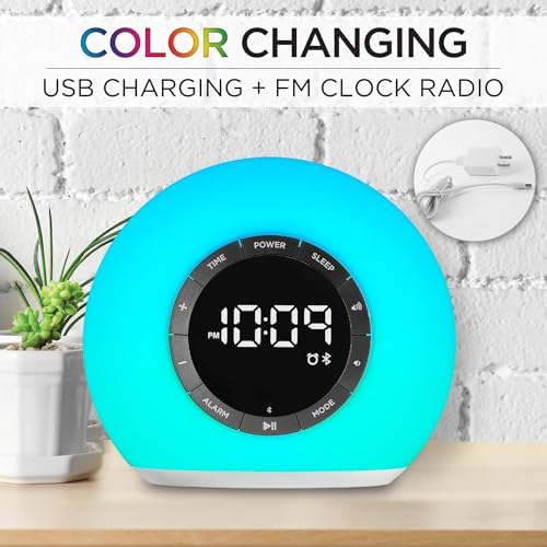 iHome Sunrise Alarm Clock Radio with Bluetooth Speaker and USB Charging