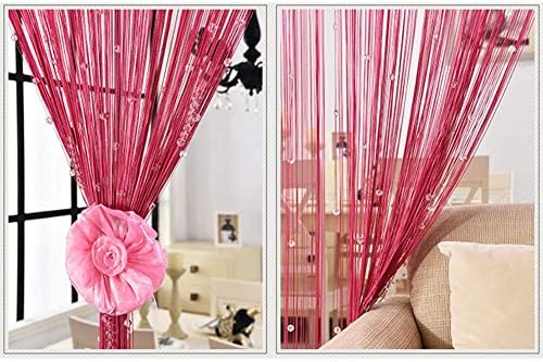 OKUOKA Silver Crystal Beaded Curtain Panels with Tassels