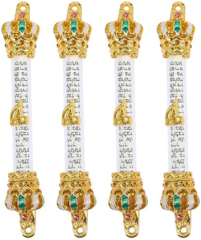 LUOZZY 4pc Bible Crown Scroll Religious Metal Door Decor