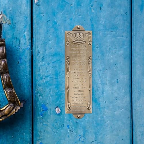 LOGOFUN Gold Metal Mezuzah with Scroll for Home Decor