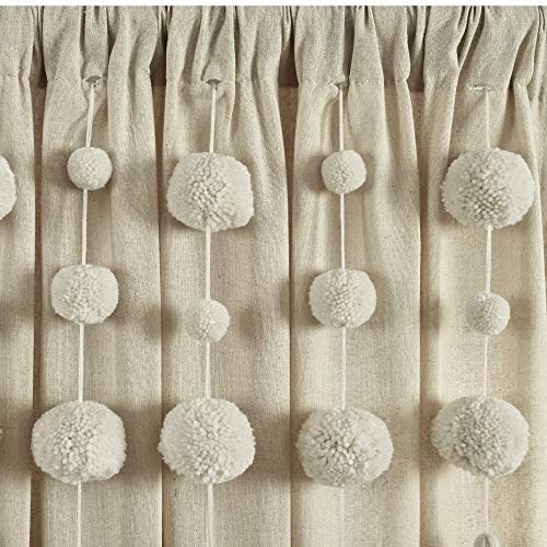 Lush Decor Boho Pom Pom Tassel Linen Curtain Panel