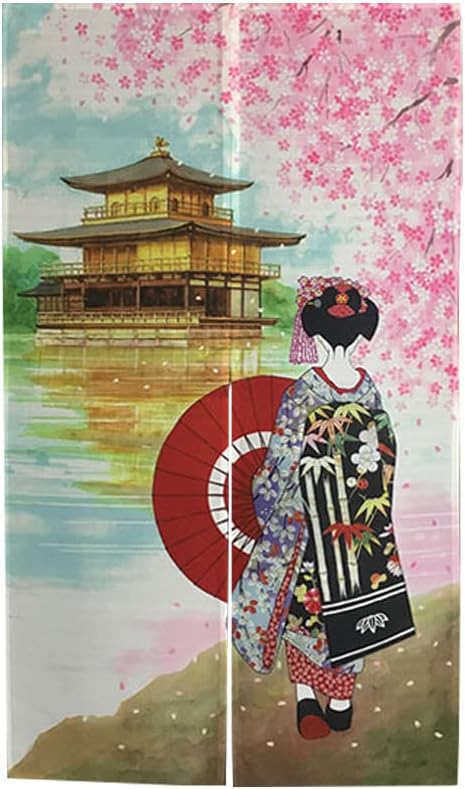 Japanese Noren Door Curtain with Cherry Blossom Pattern