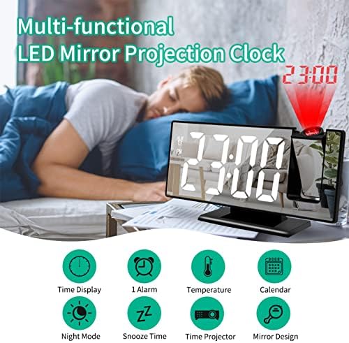 Digital Alarm Clocks for Bedrooms with LED Projection and Mirror Display