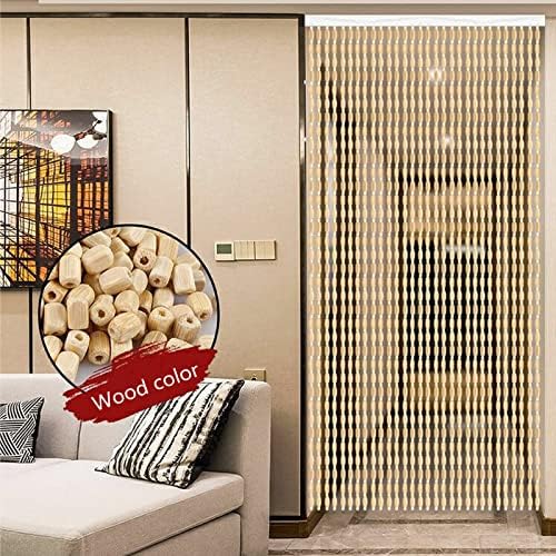 Wood Beaded Curtain for Doorway and Room Divider