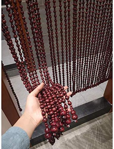 OKUOKA Beaded Door Curtains - 35 Strands 10x215m Wood Bead Room Divider