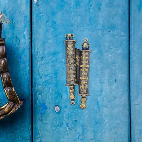 LUOZZY 2 Pcs Deep Gray Gold Lettering Mezuzah Door Plaque