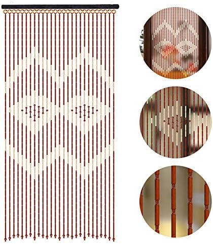 Wooden Bead Door Curtain with Jagged Pattern 27 Lines