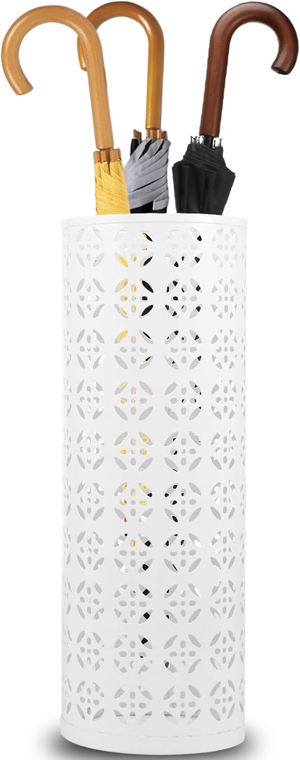 Modern Metal Umbrella Stand for Entryway White