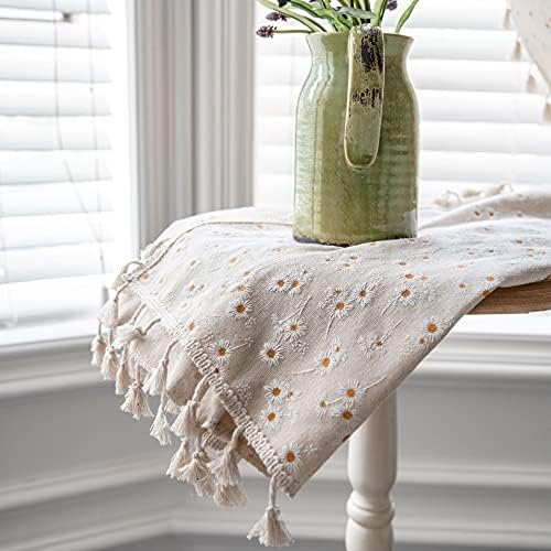 Daisy Boho Curtains for Girls Room Farmhouse Linen Blend Window Drapes