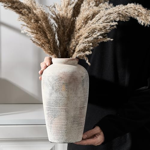 Large Ceramic Rustic Vase 11 Inch Gray