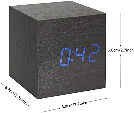 Onerbuy Wooden Digital Cube Alarm Clock with 3 Alarms and LCD Display