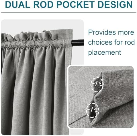 Turquoize Thick Linen Door Curtain with Tieback - Gray