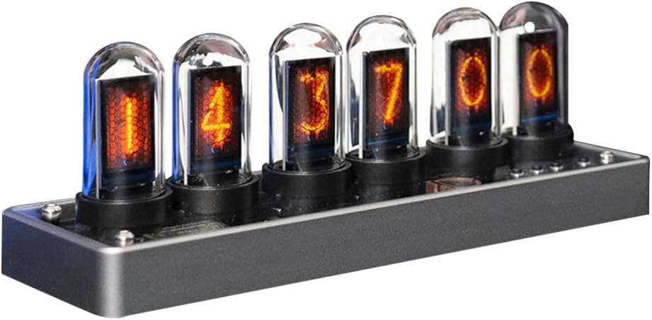 Retro Nixie Tube Clock with RGB Display and Aluminum Base