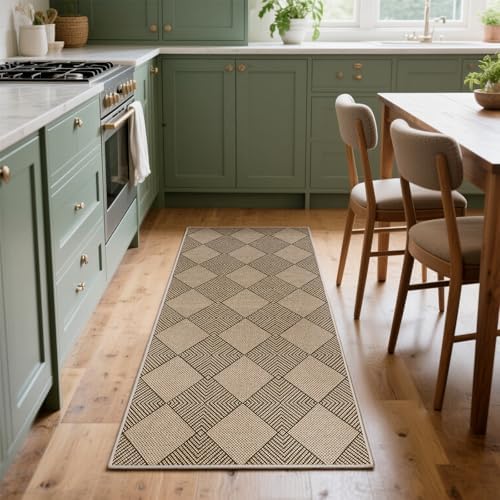 SHACOS Easy Jute 2x5 ft Runner Rug - Brown Plaid